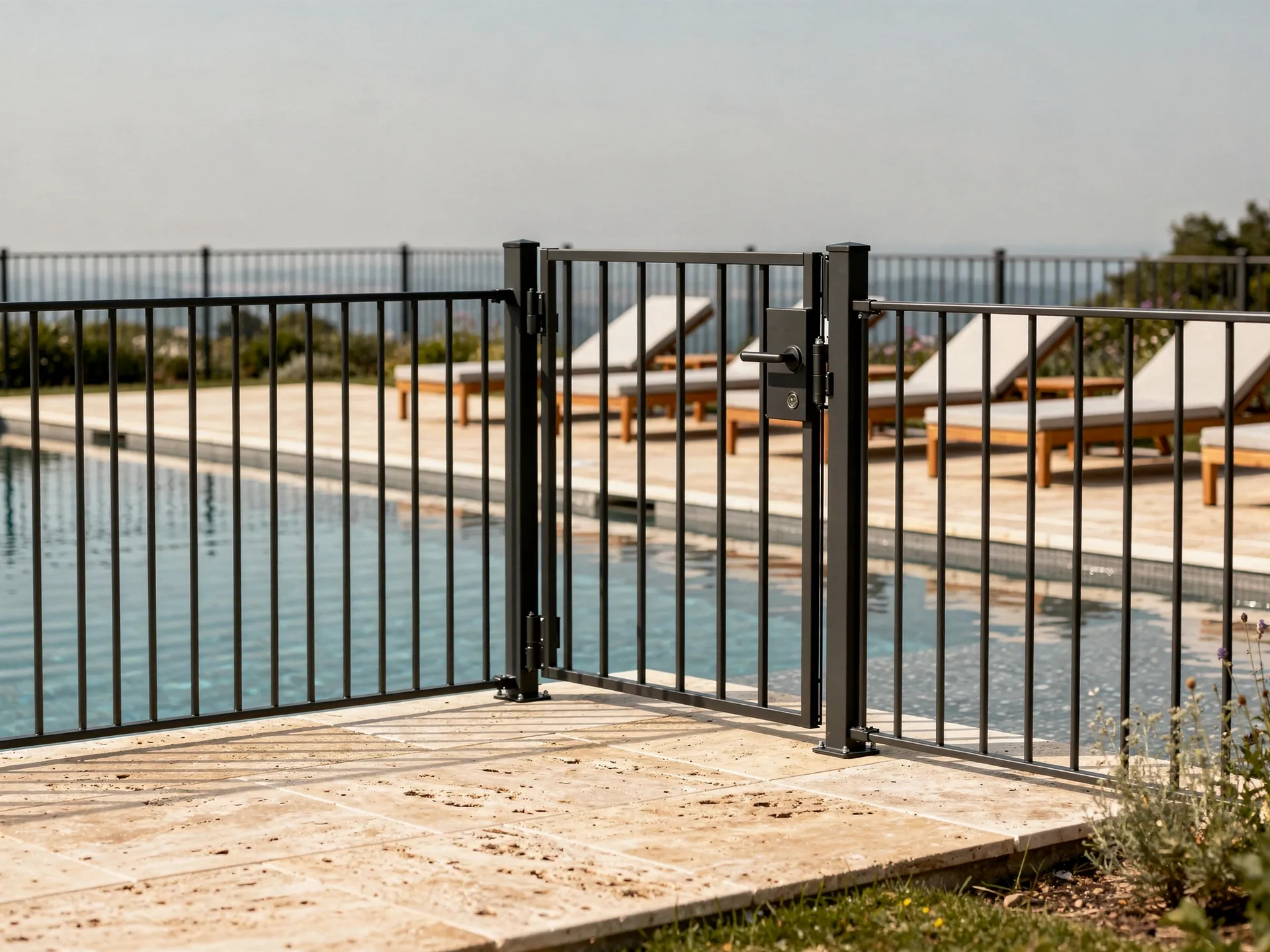 Barrière de piscine aluminium conforme à la norme NF P90-306